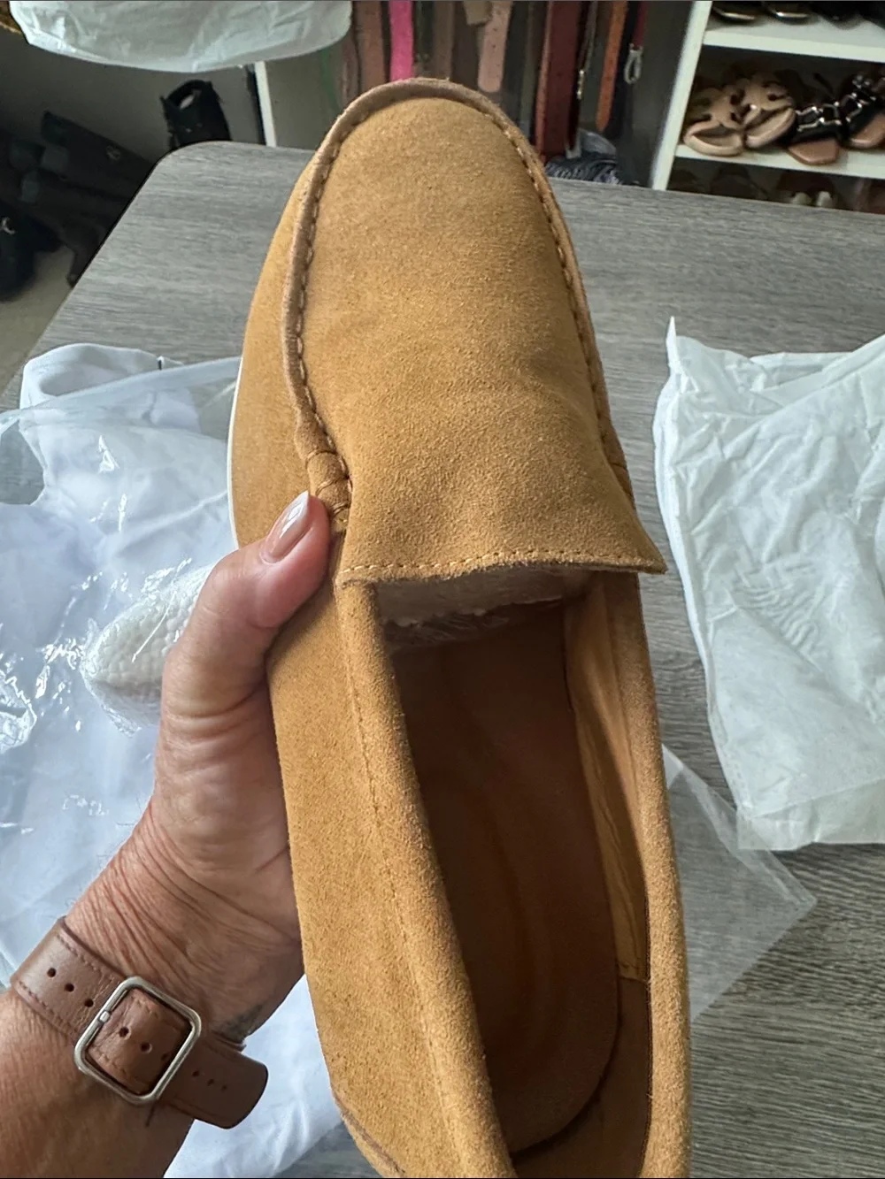 Men’s Tan Suede Slip-On Loafers